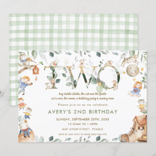 Invitación Juerguista caprichoso Rhyme Greenery 2 cumpleaños