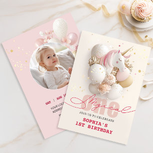 Invitación Jueves de 1er cumpleaños de la Unicornio