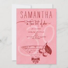Invitación Jueves de cumpleaños de Cherry Martini Bow, un poc