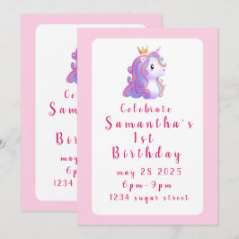 Invitación Jueves de cumpleaños de Unicornio