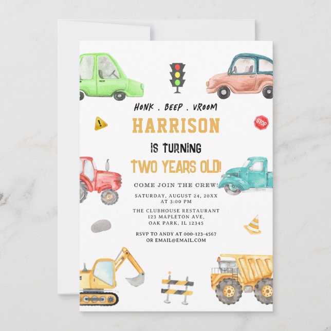 Invitación Jueves de la construcción Fiesta de los autos (Anverso)