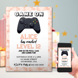 Invitación Jugador Chica de videojuegos de nivel superior Cum