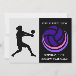 Invitación Jugador Chica de voleibol fiesta de cumpleaños