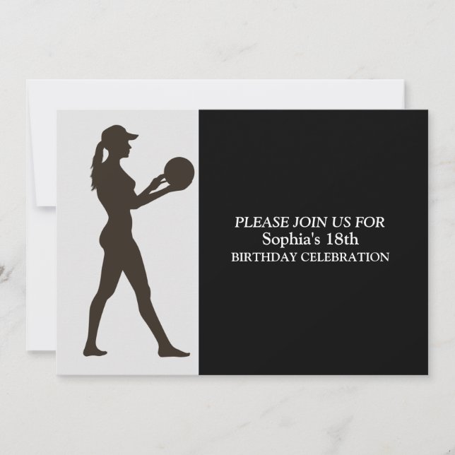 Invitación Jugador Chica de voleibol fiesta de cumpleaños (Anverso)