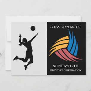 Invitación Jugador Chica de voleibol fiesta de cumpleaños