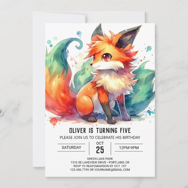 Invitación Jugador cumpleaños de Fox en línea (Anverso)