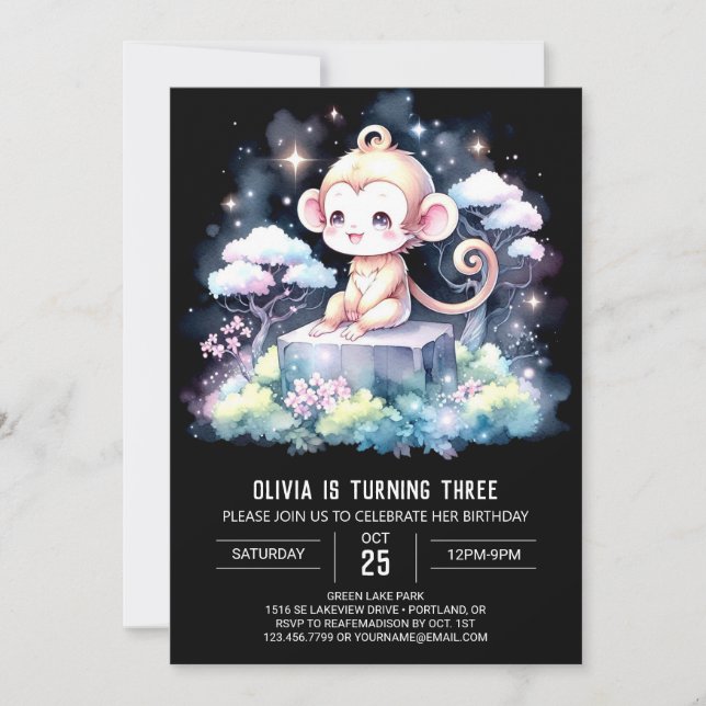 Invitación Jugador cumpleaños de mono (Anverso)