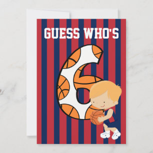 Invitación Jugador de baloncesto Azul y Rojo de cumpleaños nú