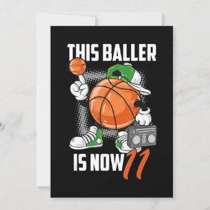 Invitación Jugador de baloncesto divertido cumpleaños 11 11 a