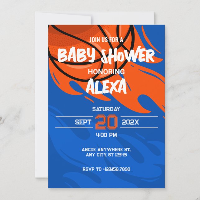 Invitación Jugador de baloncesto Grafitti ducha de bebé (Anverso)