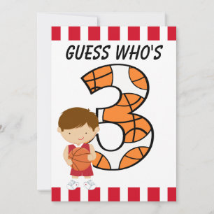 Invitación Jugador de baloncesto rojo y blanco v2