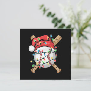 Invitación Jugador de béisbol de Navidad Santa Deportes
