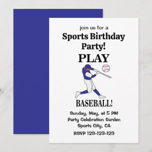 Invitación Jugador de béisbol deportivo fiesta de cumpleaños