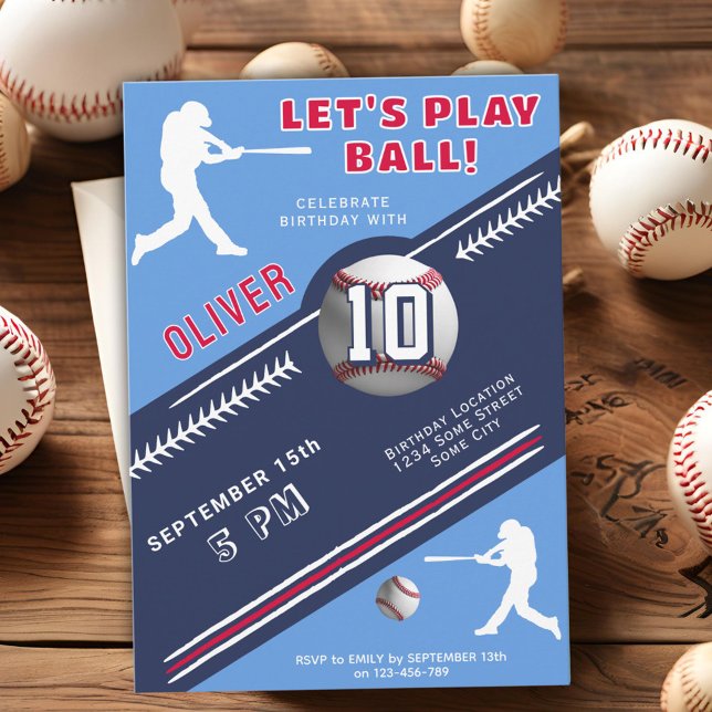 Invitación Jugador de béisbol moderno con temas de cumpleaños (Subido por el creador)