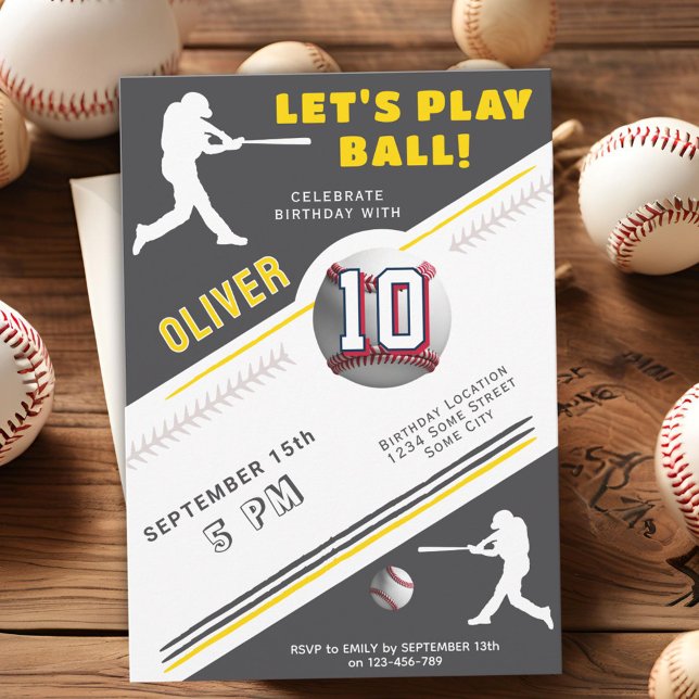 Invitación Jugador de béisbol moderno con temas de cumpleaños (Subido por el creador)
