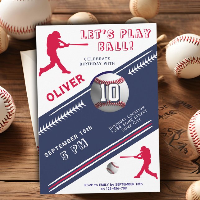 Invitación Jugador de béisbol moderno con temas de cumpleaños (Subido por el creador)