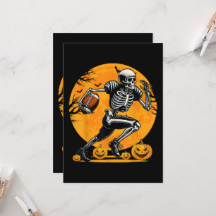 Invitación Jugador de fútbol esqueleto de Halloween corriendo