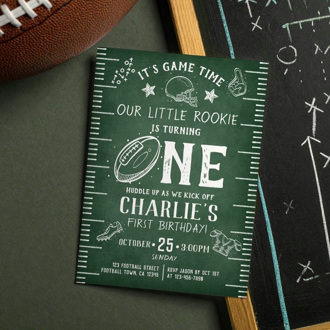 Invitación Jugador de fútbol moderno de Chalkboard Primer cum (Subido por el creador)