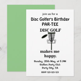 Invitación Jugador de Golf de Disco de Cumpleaños Golf
