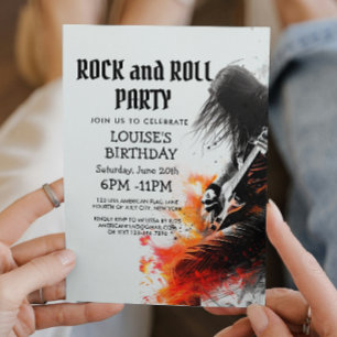 Invitación Jugador de guitarra y fiesta de rock y rock