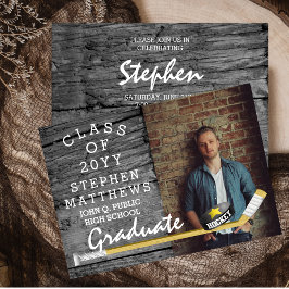 Invitación Jugador de hockey Deportes Rústica Graduación de F