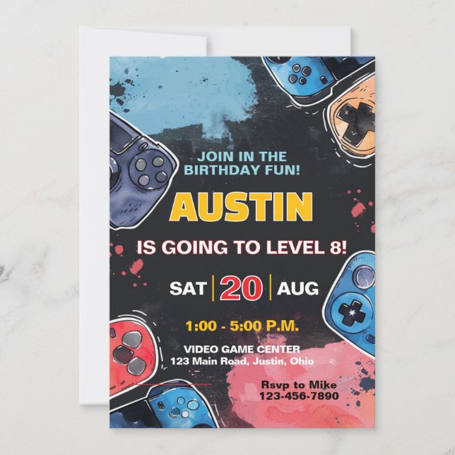 Invitación Jugador de nivel Cualquier niño o Chica de edad Cu (Anverso)