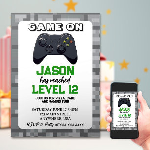 Invitación Jugador de nivel de videojuego