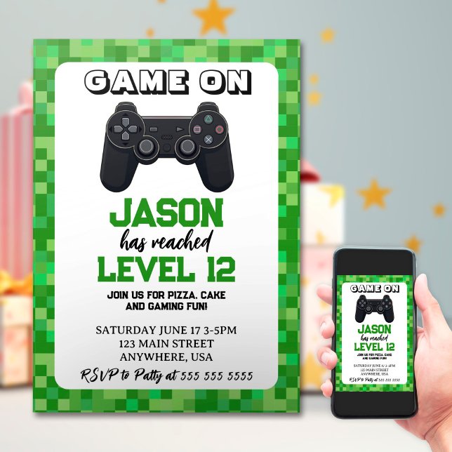 Invitación Jugador de nivel de videojuego (Subido por el creador)