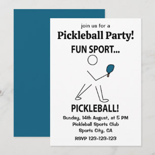 Invitación Jugador de Pickleball Deportes Diversión Deporte P