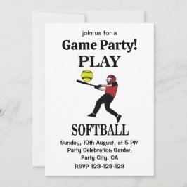 Invitación Jugador de Softbol Juega a Softball