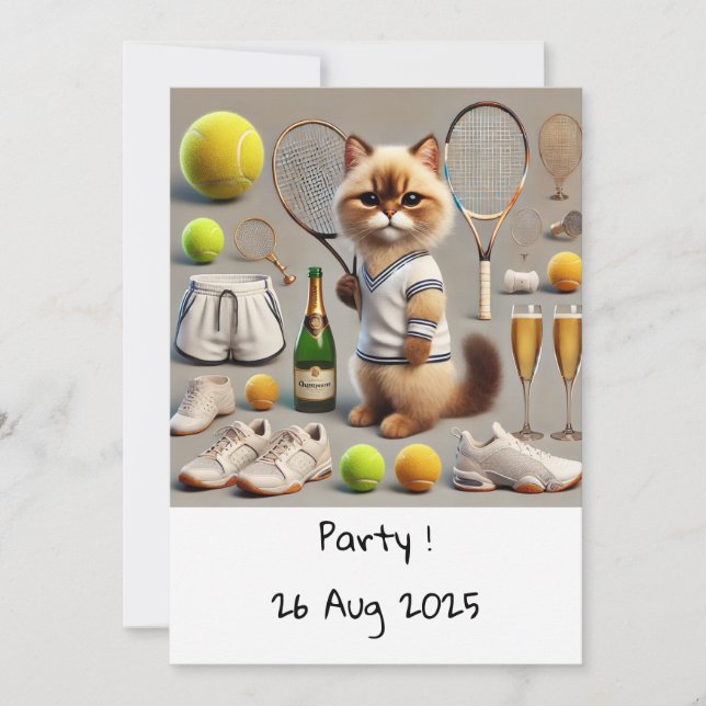 Invitación Jugador de tenis con tema de cumpleaños (Anverso)
