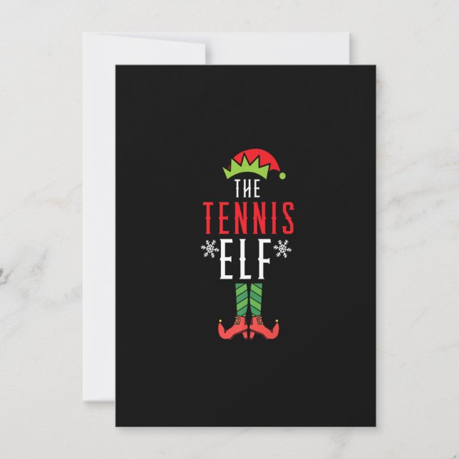Invitación Jugador de Tenis Elf, Navidades de Feliz Navidad (Anverso)