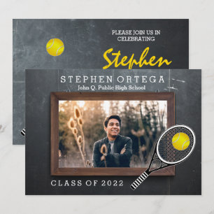 Invitación Jugador de tenis Graduación de fotos en el tablero