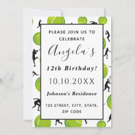 Invitación Jugador de tenis y fiesta de cumpleaños de bola ni