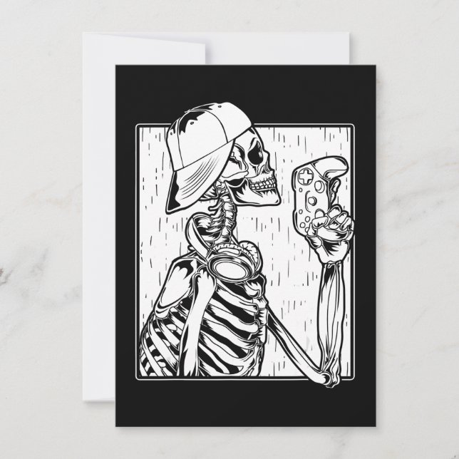 Invitación Jugador de Vídeo de Hip Hop Esqueleto Niño Hallowe (Anverso)