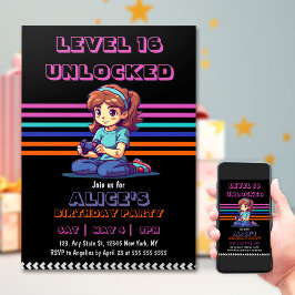 Invitación Jugador de video de juegos de Chica adolescente Cu
