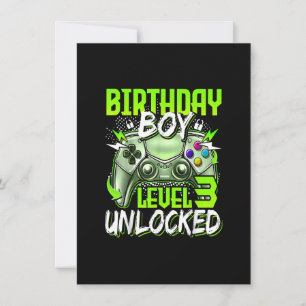 Invitación Jugador de video desbloqueado de nivel 3 de cumple