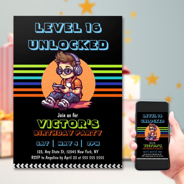 Invitación Jugador de videojuego adolescente Gamer (Subido por el creador)