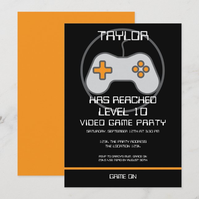 Invitación Jugador de videojuegos de computadora Nivelando el (Anverso / Reverso)