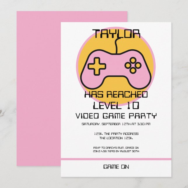 Invitación Jugador de videojuegos de computadora Nivelando el (Anverso / Reverso)