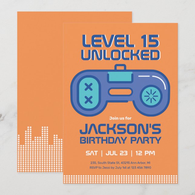 Invitación Jugador de videojuegos Retro Gaming Gamer Boy (Anverso / Reverso)