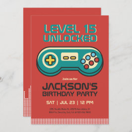 Invitación Jugador de videojuegos Retro Gaming Gamer Boy Cump