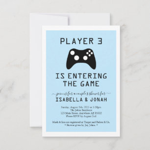 Invitación Jugador del niño 3 videojuego Bebé / Ducha de la p