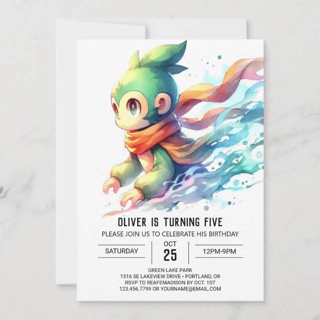 Invitación Jugador Mono Imprimible Cumpleaños (Anverso)
