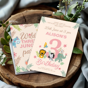 Invitación Jugador Pastel de la Jungla Tercer Cumpleaños