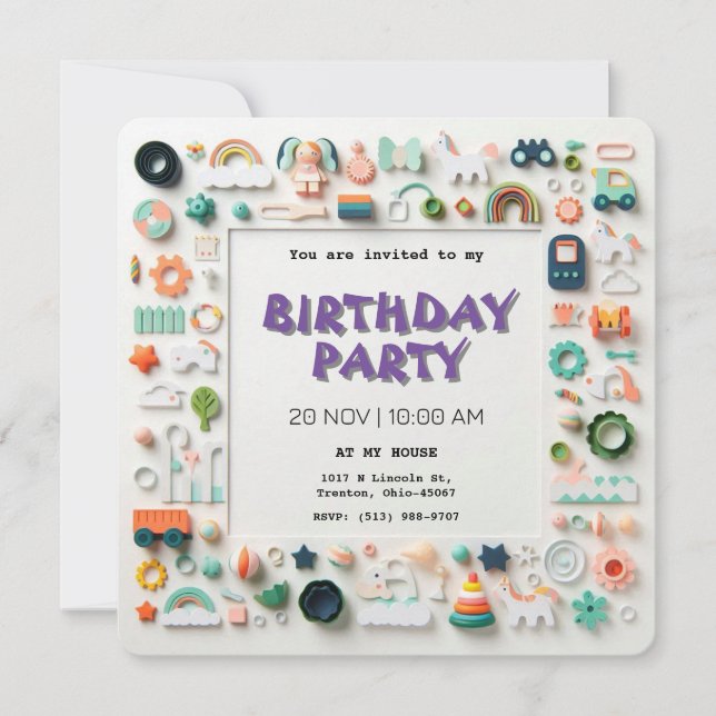 Invitación Jugador Pastel Kids Cumpleaños (Anverso)