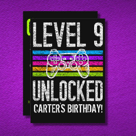 Invitación Jugador Personalizado de Nivel 9 Desbloqueado Nove