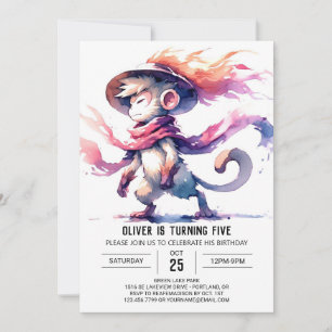 Invitación Jugador Personalizado Monkey Cumpleaños