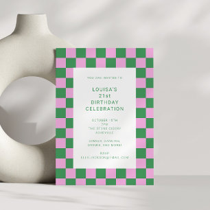 Invitación Jugador Pink Green Geometric 21st Birthday