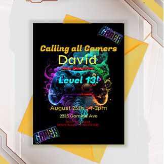 Invitación Jugador, siguiente nivel, jugador un videojuego